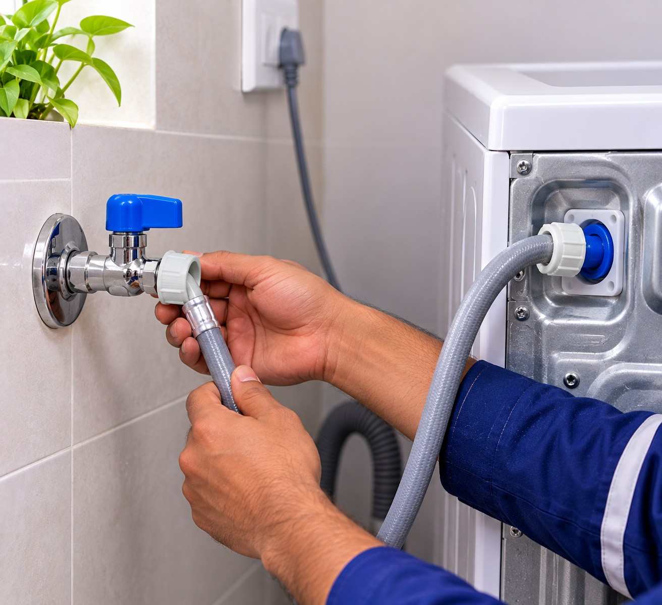 Washing machine inlet connection