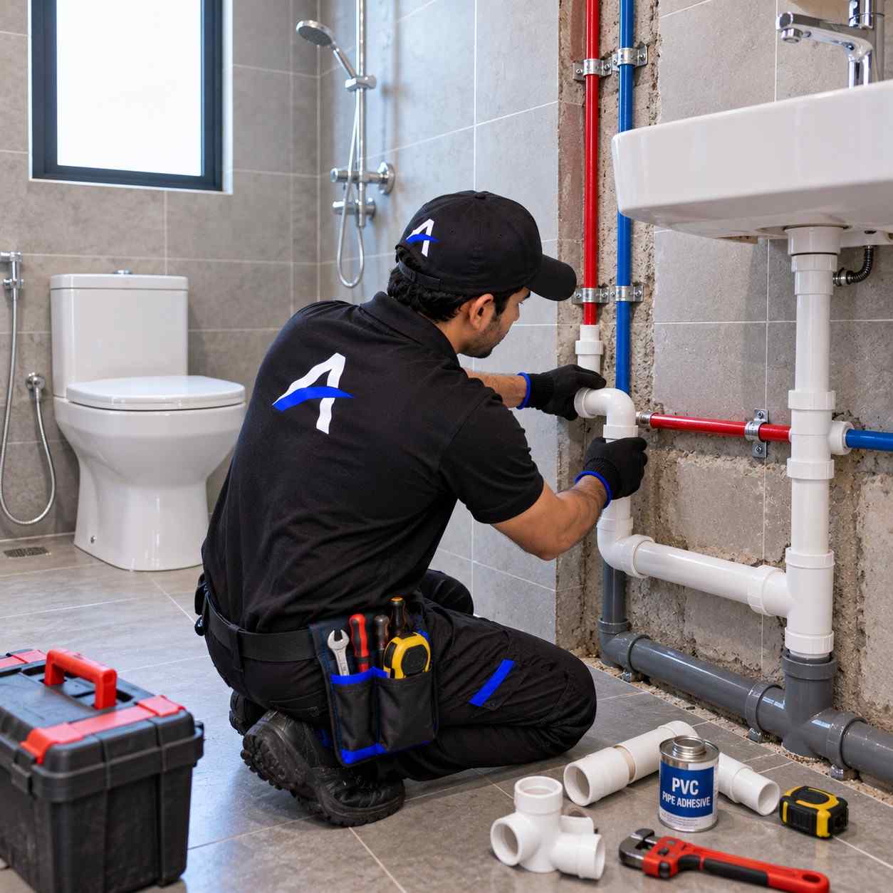 New bathroom plumbing
