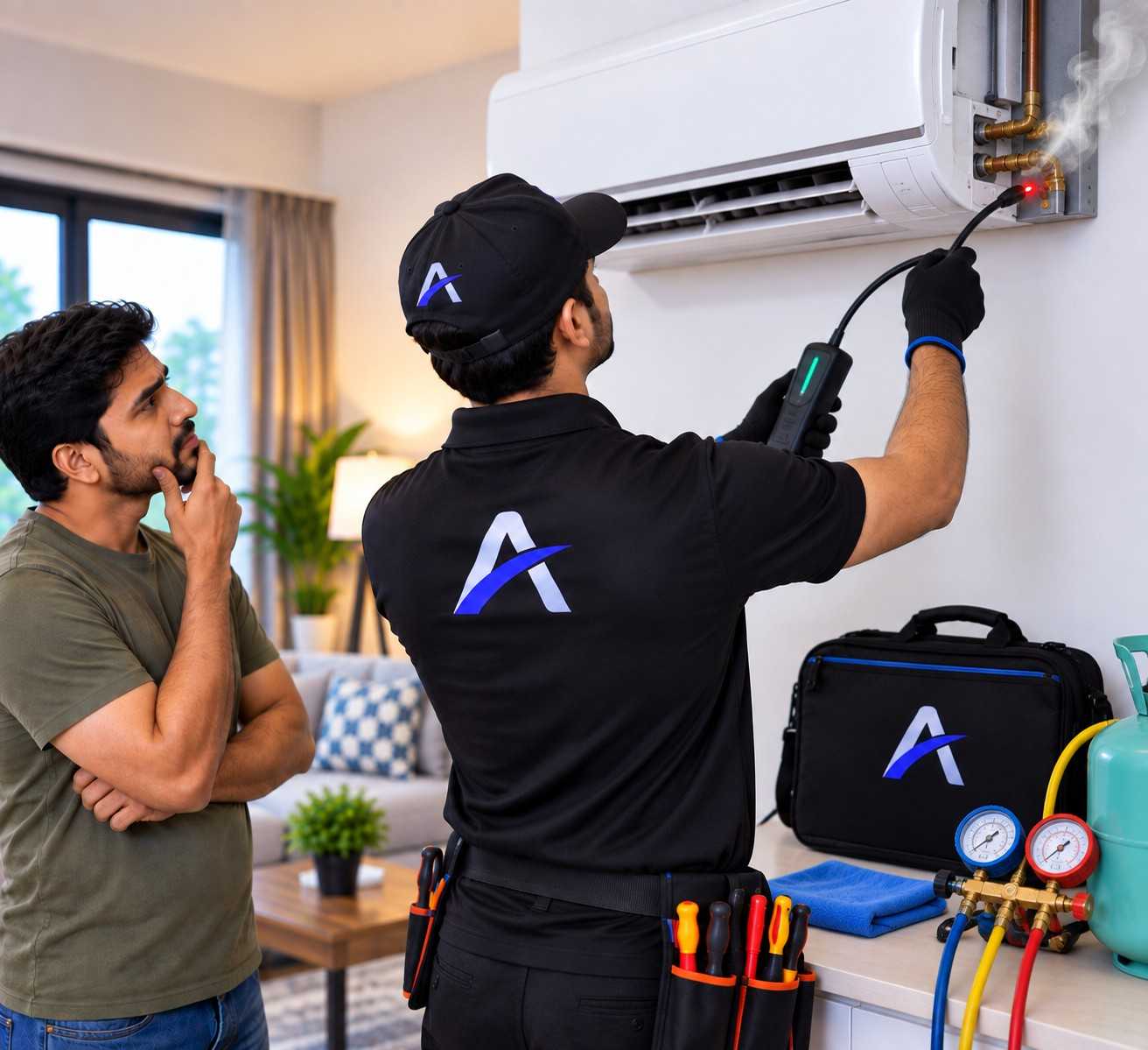 AC gas leakage diagnosis